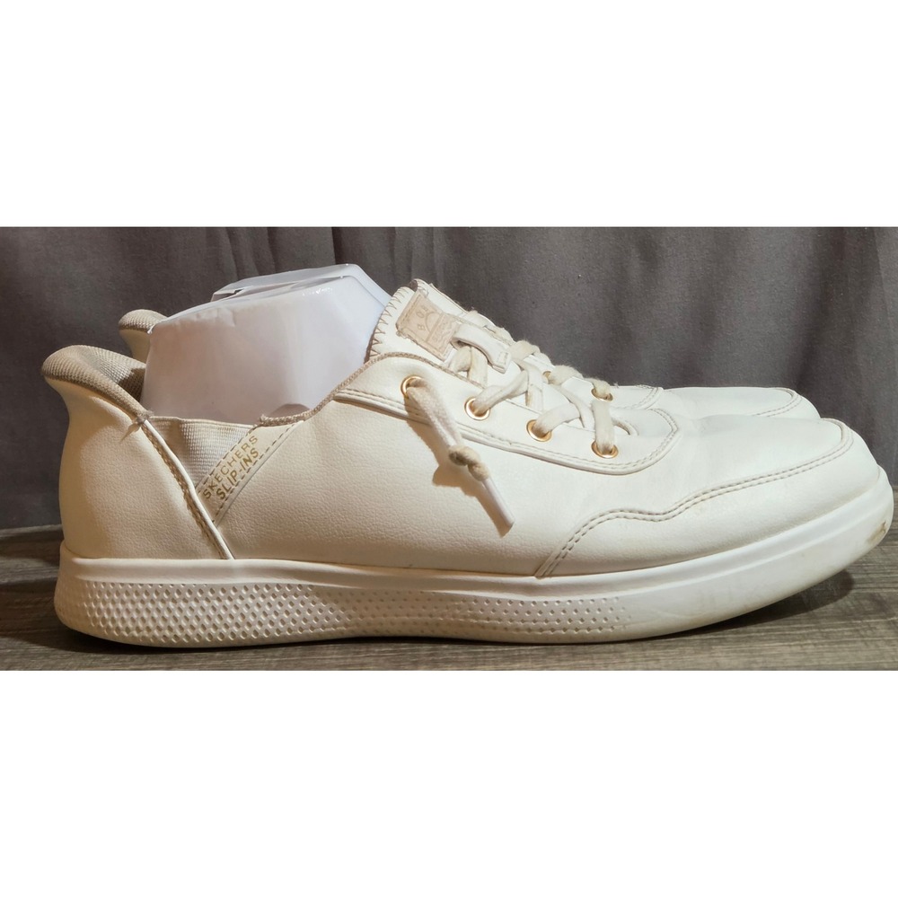 Skechers Hands Free Slip-ins BOBS B Cute Classic Shoes Womens Size 10 White